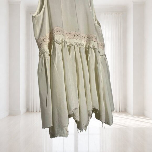 Intimately Free People Eyelet Boho Tunic Top | Medium | Raw Hem Cotton Trim - Picture 6 of 13